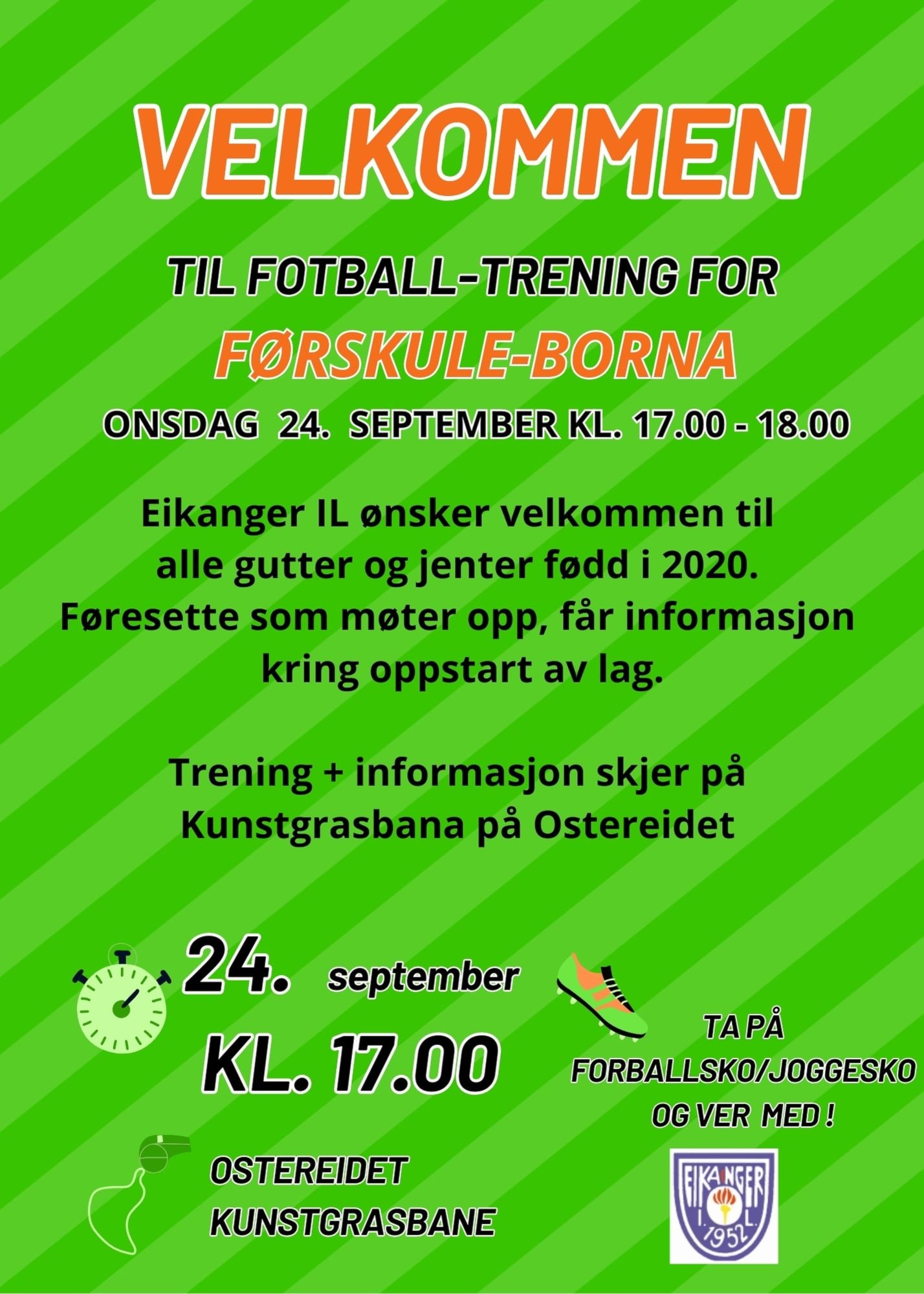 Velkommen til fotballtrening for førskulebarna